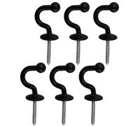 HSIXHAF 6 Pcs Alzapaños de Cortina Negro en Forma de U Gancho Alzapaños de Cortinas Pared Extremo Bola Aleación Zinc Gancho para Atar Cortina y Colgar Ropa,con Piezas de plástico de fijación