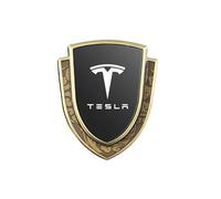 HSJKU Emblema Etiqueta Engomada para Coche para Tesla Model 3 2020 2021 2022 2023, 3D for La Insignia del Emblema del Coche,Car Styling Accesorios Decorativos,Gold Black