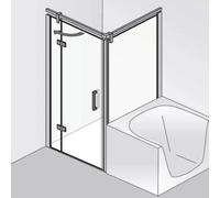 HSK Atelier Plano lateral acortado para puerta giratoria/puerta plegable, dimensiones: 90,0 cm x 200,0 cm, tope derecho/izquierdo (giratorio), 17918090-41-50, Cabinas de ducha: Aspecto cromado: ESG tr