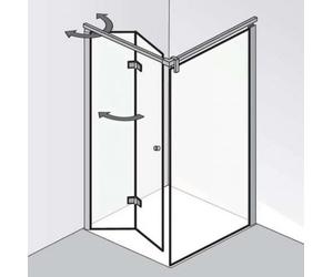 HSK Atelier Puerta plegable con bisagras para panel lateral, dimensiones: 100,0 cm x 200,0 cm, tope con bisagra a la izquierda, 17788100-L-41-50edelglas, Cabinas de ducha: Aspecto cromado: ESG transpa
