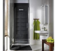 HSK Favorit Nova puerta giratoria para nicho, tamaño: 80 x 195 cm, con bisagra a la izquierda, 157080-L-01-50edelglas, Cabinas de ducha: Aluminio-plata mate: ESG transparente con vidrio noble