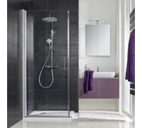 HSK Favorit Nova puerta giratoria para panel lateral, tamaño: 75 x 195 cm, con bisagra a la izquierda, 158075-L-01-50edelglas, Cabinas de ducha: Aluminio-plata mate: ESG transparente con vidrio noble