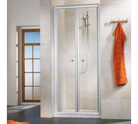 HSK Favorit puerta plegable de 2 hojas, tamaño: 75 x 185 cm, 120075-01-50, Cabinas de ducha: Aluminio-plata mate: ESG transparente