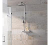 HSK Juego de ducha AquaTray RS 200, estante: cristal blanco, 1006400-07-KB5, Versión: con rociador redondo, plano, Ã400 mm, altura 8 mm