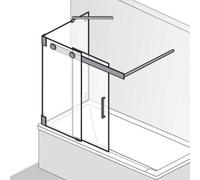 HSK K2 Accesorio para bañera, puerta corredera de 2 hojas + panel lateral, tamaño: hasta 100,0 x 150,0 cm, tope: izquierda, K2.86-L-41-50edelglas, Cabinas de ducha: Aspecto cromado: ESG transparente c