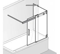 HSK K2 Accesorio para bañera, puerta corredera de 2 hojas + panel lateral, tamaño: hasta 100,0 x 150,0 cm, tope: derecha, K2.86-R-41-50edelglas, Cabinas de ducha: Aspecto cromado: ESG transparente con