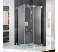 HSK K2 Puerta plegable de entrada con bisagras, sin marco, medidas: hasta 100,0 x 200,0 cm, K2.28-41-50edelglas, Cabinas de ducha: Aspecto cromado: ESG transparente con cristal precioso