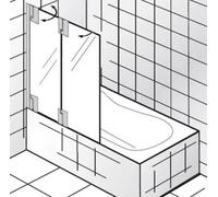 HSK K2P Accesorio para bañera, 2 elementos móviles, tamaño: 114,0 x 140,0 cm, tope: izquierda, 2106112-L-41-120, Cabinas de ducha: Aspecto cromado: Vidrio real TwinSeal