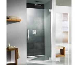 HSK K2P Puerta abatible para nicho, tamaño: 90,0 x 200,0 cm, bisagra de puerta a la derecha, 2102090-R-41-50edelglas, Cabinas de ducha: Aspecto cromado: ESG transparente con cristal precioso