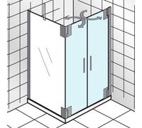 HSK K2P Puerta batiente de 2 hojas para panel lateral, 75,0 cm x 200,0 cm, tope a la derecha, 2177075-R-41-50edelglas, Cabinas de ducha: Aspecto cromado: ESG transparente con cristal precioso