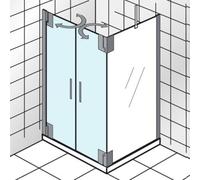 HSK K2P Puerta batiente de 2 hojas para panel lateral, 75,0 cm x 200,0 cm, tope a la izquierda, 2177075-L-41-50edelglas, Cabinas de ducha: Aspecto cromado: ESG transparente con cristal precioso