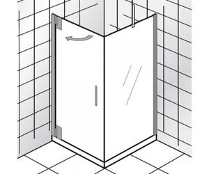 HSK K2P puerta con bisagras para la pared lateral, tamaño: 80,0 x 200,0 cm, bisagra de la puerta a la izquierda, 2172080-L-41-50edelglas, Cabinas de ducha: Aspecto cromado: ESG transparente con crista