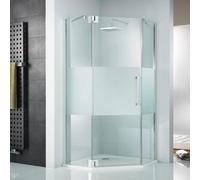HSK K2P Puerta giratoria pentagonal y 2 hojas laterales, 100,0 cm x 100,0 cm, bisagra de puerta con bisagra a la izquierda, 2160100-L-41-50, Cabinas de ducha: Aspecto cromado: ESG transparente