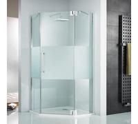 HSK K2P Puerta giratoria pentagonal y 2 hojas laterales, 90,0 cm x 90,0 cm, bisagra de puerta con bisagra a la derecha, 2160090-R-41-50edelglas, Cabinas de ducha: Aspecto cromado: ESG transparente con