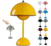 HSKJTT Lámpara De Seta LED Recargable, Lámpara De Mesa Inalámbrica para Maceta Lámpara De Mesa Regulable Táctil con 3 Modos De Brillo Lámpara De Noche Lámparas De Setas Lámpara De Escritori,Yellow