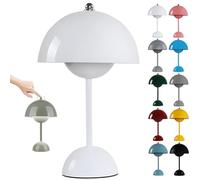 HSKJTT Lámpara De Seta LED Recargable, Lámpara De Mesa Inalámbrica para Maceta Lámpara De Mesa Regulable Táctil con 3 Modos De Brillo Lámpara De Noche Lámparas De Setas Lámpara De Escritori,White