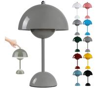 HSKJTT Lámpara De Seta LED Recargable, Lámpara De Mesa Inalámbrica para Maceta Lámpara De Mesa Regulable Táctil con 3 Modos De Brillo Lámpara De Noche Lámparas De Setas Lámpara De Escritori,Gray