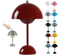 HSKJTT Lámpara De Seta LED Recargable, Lámpara De Mesa Inalámbrica para Maceta Lámpara De Mesa Regulable Táctil con 3 Modos De Brillo Lámpara De Noche Lámparas De Setas Lámpara De Escritori,Claret
