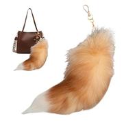 HSKRKOW 1 Pieza Cola Teriana Llavero De Mujer, 40Cm Cola De Zorro, Bag Charms, Dijes Para Bolsos, Cola Peluda De Animal Peludo, Llavero Divertido, Para Bolso Mochila(A) (B) (B)