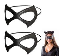 HSKRKOW 2 Piezas Catwoman Máscara, Pu Catwoman Máscara Negro Cat Costume Máscara de cuero para mujeres Mujeres Niñas Máscara Cosplay Para Halloween Carnaval Fiesta Danza