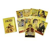 HSKRKOW 55 Piezas One Piece Card Game,Anime Heart For Cards,Cartas One Piece, Para Niños Trading Cards De Cartón Caja De Refuerzo De Cartas Regalos De Cumpleaños(Oro)