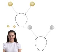 HSKRKOW Diadema Alien 2 Piezas, Diadema Alien Hatstar, Tocado Halloween con 2 Bolas Redondas, Bolas Disco con Purpurina, Accesorio para Disfraces de Carnaval(C)