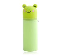HSKRKOW Lindo Estuche Escolar 2 en 1 de Silicona Blanda Extensible Estuche de Silicona Suave para la Escuela para Niños Multifuncional Impermeable para Niños Legami（Rana）