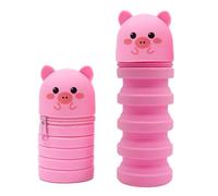 HSKRKOW Plegable Lindo Estuche Escolar 2 en 1 de Silicona Blanda Extensible Estuche de Silicona Suave para la Escuela para Niños Multifuncional Impermeable para Niños Legami（Cerdo）