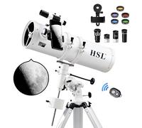 HSL Telescopio 150EQ con filtro de 5 colores, reflector newtoniano de gran apertura de 150 mm para adultos, el telescopio ecuatorial manual viene con 3 lentes Barlow