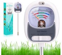HSLGOVE Kit de prueba de suelo 4 en 1: medidor de humedad del suelo, pH, fertilidad y luz solar, no requiere batería, probador de suelo de esfera grande para jardinería interior y exterior, césped