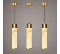 HSLJ1 Lámpara colgante moderna de alabastro, luminaria de piedra natural con acabado de latón, luz cálida y suave para isla de cocina, dormitorio, comedor, recibidor, decoración nórdica de lujo para e