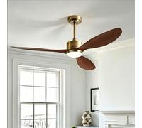 HSLJ1 Ventiladores de techo con luz, 6 velocidades, 3 colores regulables, 3 aspas, silenciosos, reversibles, con control remoto y temporizador, perfil bajo para dormitorio, sala de estar y cocina.