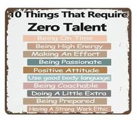 HSMXNEONJB 10 Things That Require Zero Talent Metal Tin Sign Motivational Quote Wall-Art for Office Home Gym Locker Room Retro Decor 8 X 12 inch