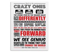 HSMXNEONJB Canvas Painting Heres To The Crazy Ones Motivational Wall-Art for Bedroom Living Room Decor Quote(Framed,08x12inch(20x30cm))