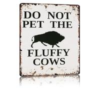 HSMXNEONJB Do Not Pet The Fluffy Cows Metal Sign Funny Farm Humor Vintage Tin Sign for Barn Ranch Farmhouse Wall Decor Highland Cow 8 X 12 in