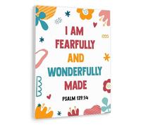 HSMXNEONJB Fearfully and Wonderfully Made Wall Art - Psalm 139:14 Bible Verse Print, Christian Inspirational Decor for Nursery Bedroom Home Office(Framed,08x12inch(20x30cm))