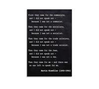 HSMXNEONJB "First They Came Poem by Martin Niemoller - Holocaust Remembrance Quote Print, Historical Inspirational Wall Art for Study Office Library(Unframed,12x18inch(30x45cm))
