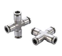 HSMXNEONJB Fit 6 8 10 12mm OD PU Tube Press Fit Push In Quick Connector Cross 4 Ways Pneumatic 304 Stainless Steel Air Fitting (6mm)