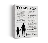 HSMXNEONJB Forever and Always Son Quote Canvas, Rustic Love Wall Art From Mother, Inspirational Gift for Son, Home Decor for Bedroom Office(Framed,12x18inch(30x45cm))