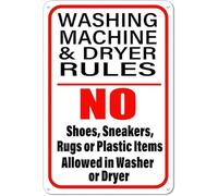 HSMXNEONJB Funny Laundry Sign No Shoes Sneakers Rugs Wall Decor 8 X 12 in | Lighthearted metal sign that makes doing laundry more fun for everyone
