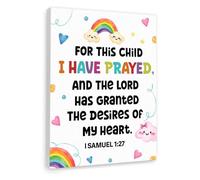 HSMXNEONJB Gods Gift Child Prayer Wall Art - For This Child I Have Prayed Bible Verse Print, Christian Religious Decor for Nursery Kids Room(Framed,12x18inch(30x45cm))