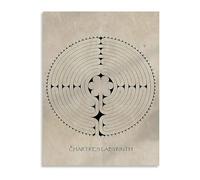 HSMXNEONJB Gothic Labyrinth Metal Wall-Art Vintage Medieval Chartres Cathedral Inspired Design for Study Prayer Room Office Decor 8 X 12 in