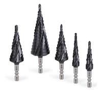 HSMXNEONJB Hex Shank HSS Co M35 Spiral Groove 3 Flutes Step Drill Bits for Stainless Steel Iron Hole Opener Saw 1Pcs(5-23mm)