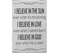HSMXNEONJB I Believe In The Sun Even When It Is Not Shining Metal Tin Sign Inspirational Faith Wall Decor For Home Bedroom Living Room 8 X 12 in