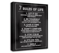 HSMXNEONJB Inspirational Wall Decor 7 Rules of Life Motivational Poster Affirmations Uplifting Quotes for Home Office School Gym Classroom(Framed,16x24inch(40x60cm))