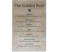 HSMXNEONJB Interfaith Golden Rule Poster Canvas Wall-Art World Religions for Bedroom Living Room Decor Educational Chart(Unframed,16x24inch(40x60cm))