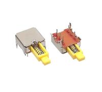 HSMXNEONJB Interruptor de tracción enchufable horizontal de 6 pines PS-22E50(2P2T) de 5 piezas, reinicio sin bloqueo, PS22E02, manija amarilla deslizante lateral de tracción lateral