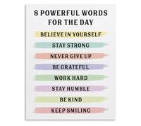 HSMXNEONJB Minimalist Inspirational Art 8 Powerful Words for The Day Canvas Poster for Modern Home Decor(Framed,08x12inch(20x30cm))