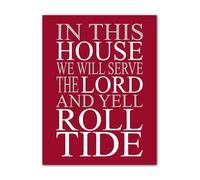 HSMXNEONJB Motivational Football Quote Canvas Print, “In This House We…” with Cross Symbol, Wall Decor for Sports Fan and Family(Framed,12x18inch(30x45cm))