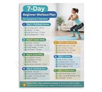 HSMXNEONJB One W eginner Workout Plan Poster No Equipment Needed Fitness Chart Exercise Schedule Wall-Art for Apartment(Unframed,16x24inch(40x60cm))